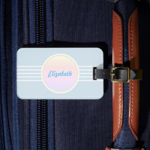 Retro Glam Personalisiert Ice Blue und Opal Gepäckanhänger