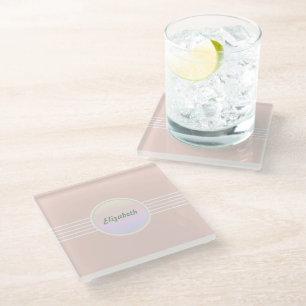 Retro Glam Personalisiert Pastel Coral Pink und Op Glasuntersetzer