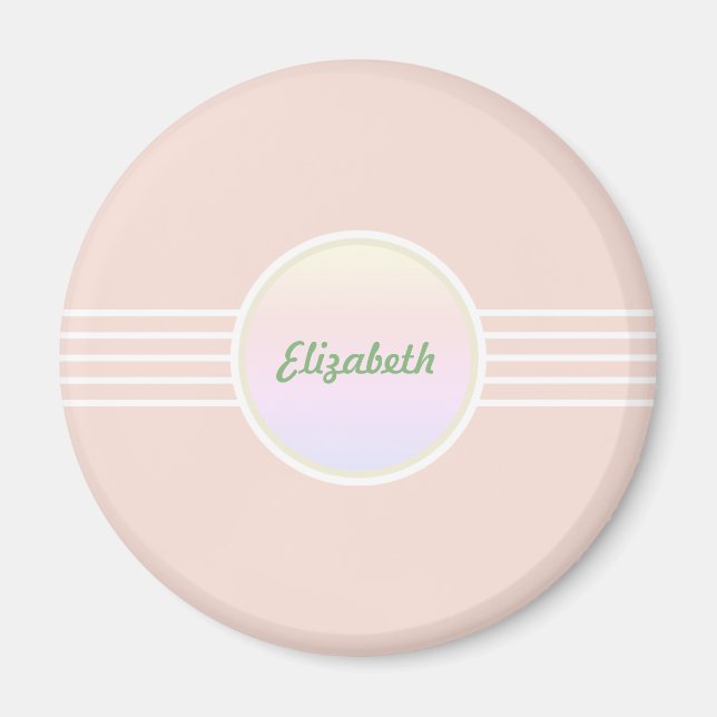 Retro Glam Personalisiert Pastel Coral Pink und Op Magnet (Vorne)