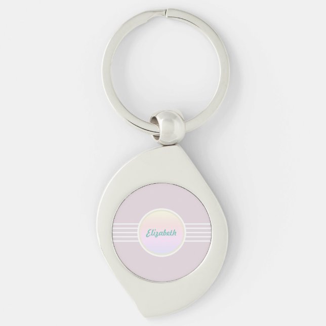 Retro Glam Personalisiert rosa und opal Schlüsselanhänger (Vorderseite)