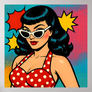 Retro Glam Pop Art Frau in Cat-Eye-Sonnenbrille Poster