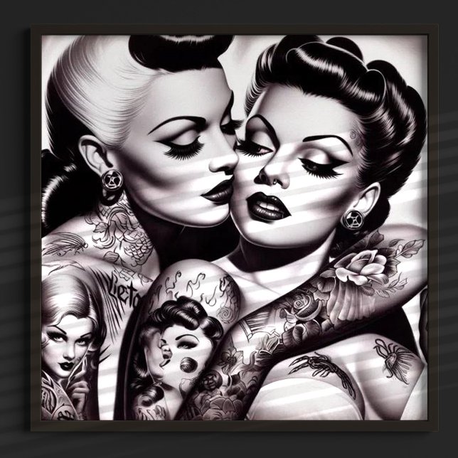 Retro Glam Tattoo Girls Poster (Von Creator hochgeladen)