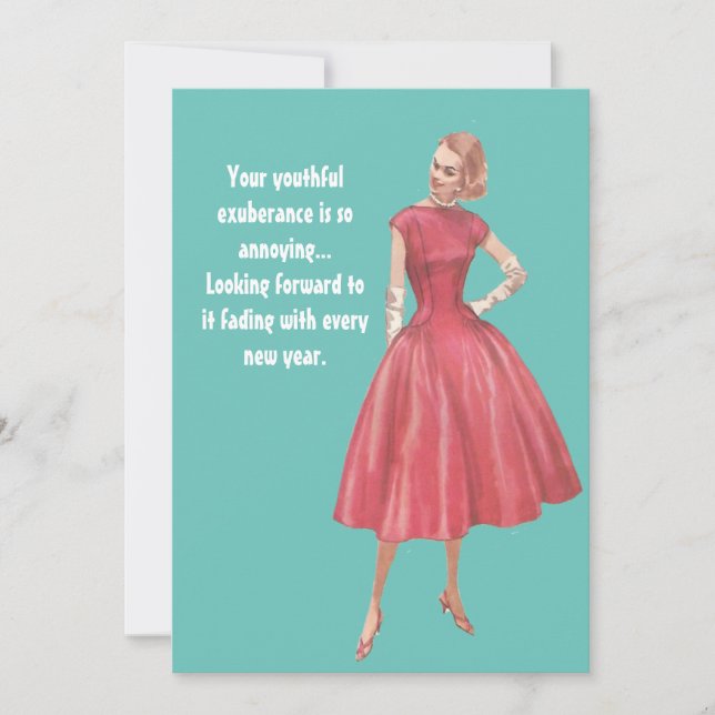 Retro Glamor femme Sarcastique carte d'anniversair (Devant)