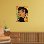 Retro Glamour - 60er Style Art Print Poster<br><div class="desc">Mit diesem Retro-inspirierten Kunstwerk können Sie den Geist der 1960er Jahre erleben. Mit fett gedruckten,  grafischen Linien,  dramatischen Make-up und zeitloser Eleganz ist diese Abbildung ein Hinweis auf den schicken und furchtlosen Stil des Jahrzehnts. Ideal für diejenigen,  die Vintage Ästhetik mit einer modernen Drehung Liebe.</div>
