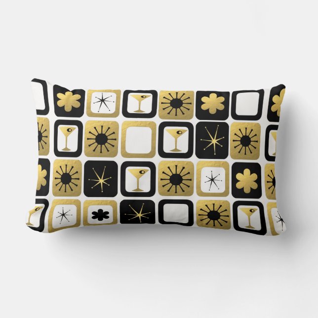 Retro Glamour Gold Lumbar Kissen (Vorderseite)