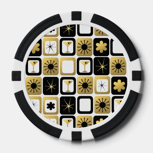 Retro Glamour Gold Poker Chip (Vorderseite)