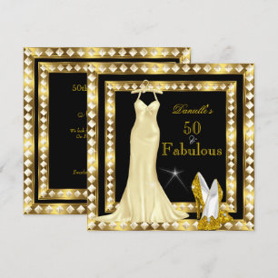 Retro Glamour Hollywood Fabelhaft 50er Gold Deco 2 Einladung