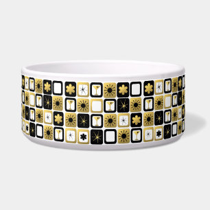 Retro Glamouröses Gold Keramik-Haustier-Schüssel Napf