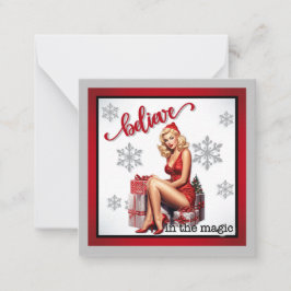 Retro Glaube an den magischen Weihnachtsweih Mitteilungskarte