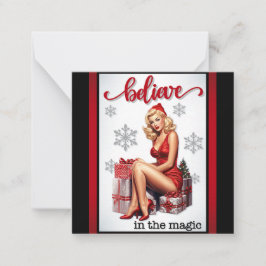 Retro Glaube an den magischen Weihnachtsweih Mitteilungskarte