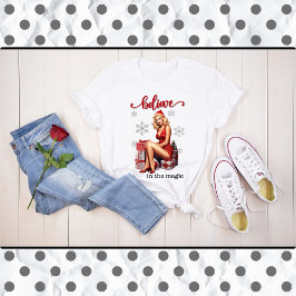 Retro Glaube an den magischen Weihnachtsweih T-Shirt