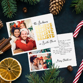 Retro glauben wir an Weihnachtsfamilie des Weihnac Folien Feiertagskarte