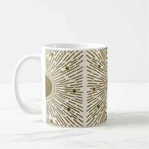 Retro-Glitzer, goldene Sonne mit Rochen Kaffeetasse