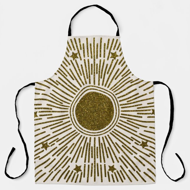 Retro-Glitzer, goldene Sonne mit Rochen Schürze (Vorderseite)