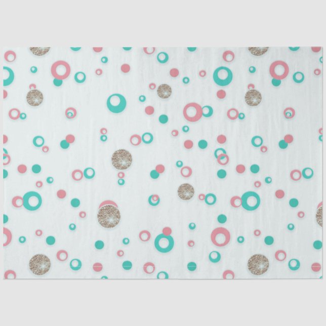 Retro Glitzer Red Green Gold Polka Dots Weihnachte Seidenpapier (Vorderseite)