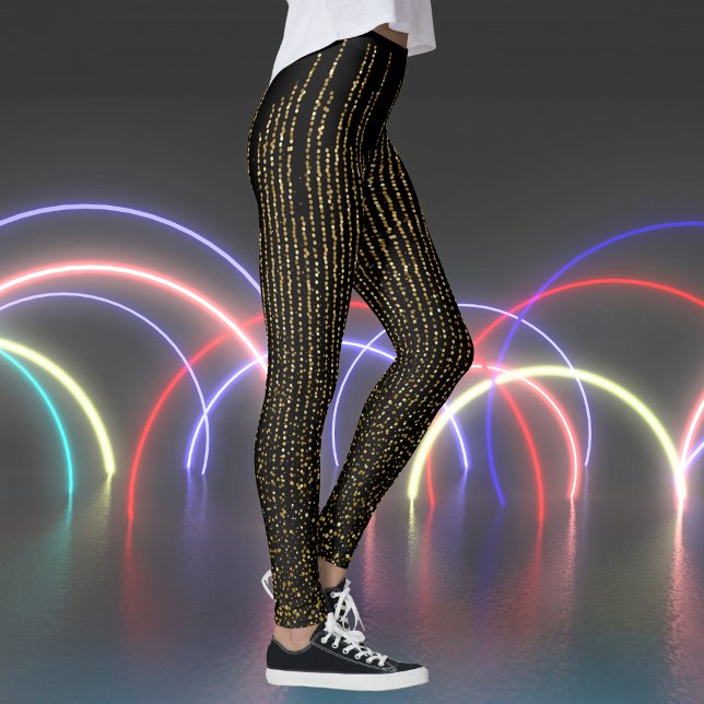 Retro-Glitzern auf Schwarzweißdruck Leggings (Retro Sparkles on Black Print Leggings)