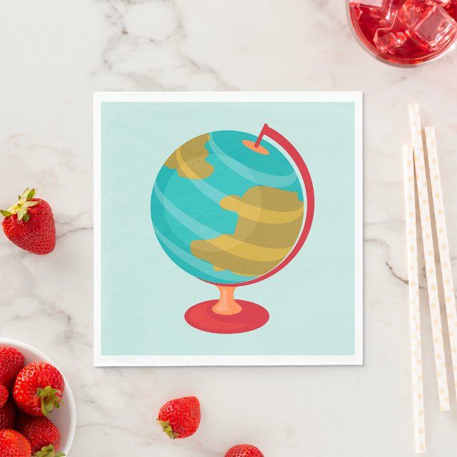 Retro Globe Illustration Vintage Erdkarte Serviette (Von Creator hochgeladen)