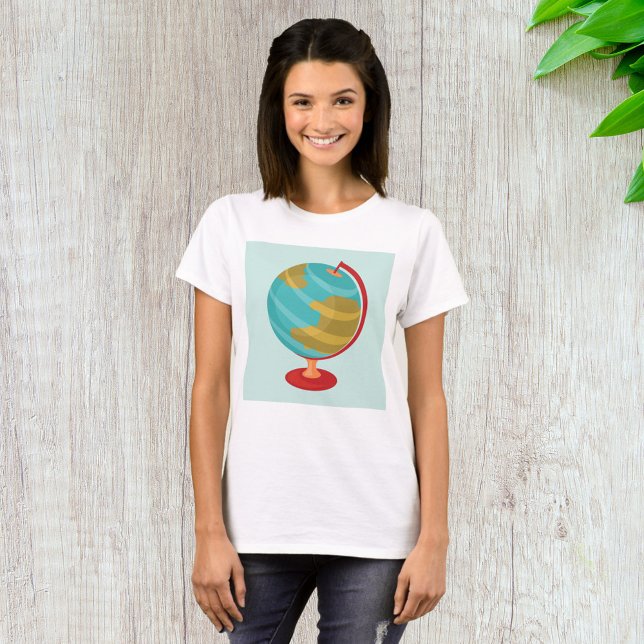 Retro Globe Illustration Vintage Erdkarte T-Shirt (Von Creator hochgeladen)