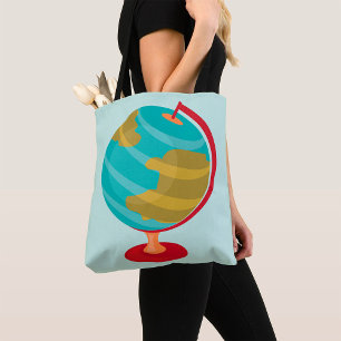 Retro Globe Illustration Vintage Erdkarte Tasche