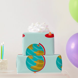 Retro-Globus-Illustration Vintage-Erdekarte Geschenkpapier