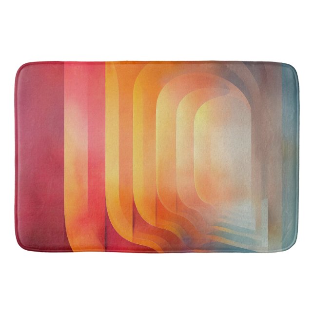 Retro Glow Arches – Abstract Mid-Century Badematte (Vorderseite)