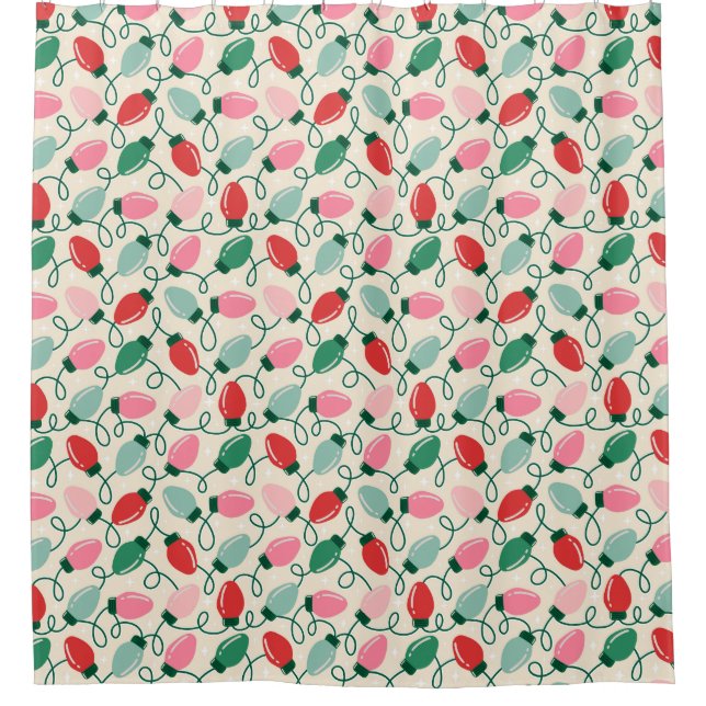 Retro Glow Lights Duschvorhang (Vorderseite)