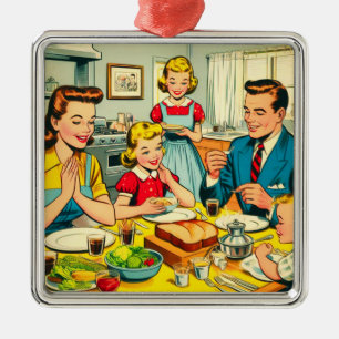 Retro-glückliche Familien-Comics Ornament Aus Metall