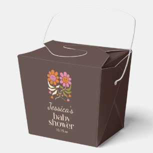 Retro Glückliche Gänseblümchen Braune Babyparty Be Geschenkschachtel