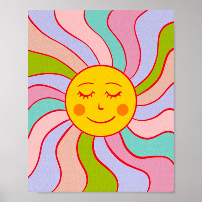 Retro glückliche Sonne Poster (Vorne)