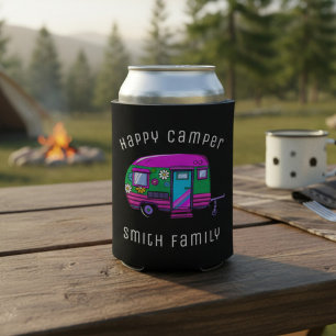 Retro Glücklicher Camper Benutzerdefinierter Name Dosenkühler