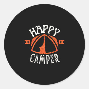 Retro glücklicher Camper-Zelt-Familien-Camping-Cre Runder Aufkleber