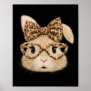 Retro glücklicher Osterhase Coquette Leopard Kanin Poster