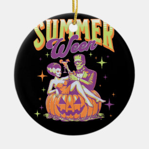 Retro glücklicher Sommerween lustiger Frankenstein Keramik Ornament