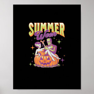 Retro glücklicher Sommerween lustiger Frankenstein Poster