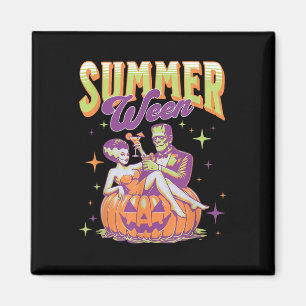 Retro glücklicher Summerween lustiger Frankenstein Magnet