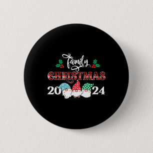 Retro-Gnom-Familien-Weihnachten Rot karierte Pyjam Button