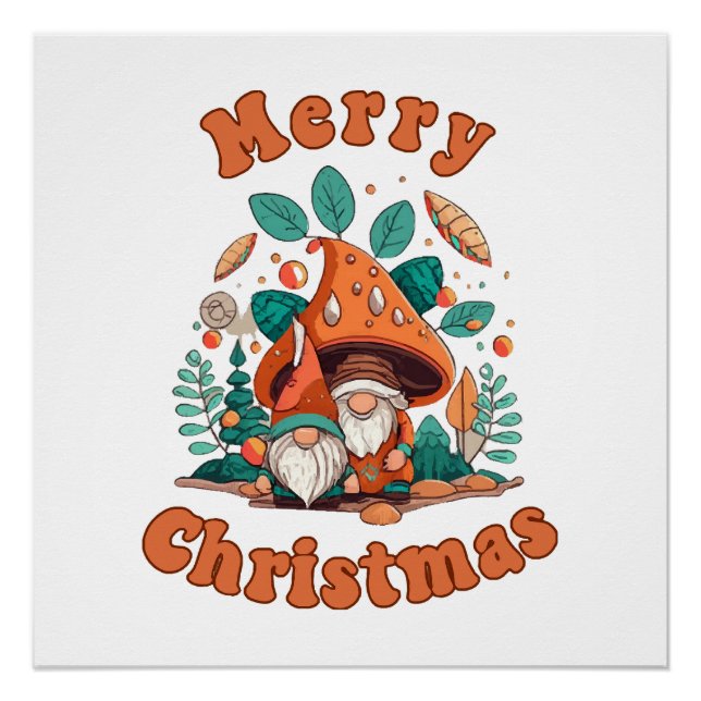 Retro Gnome Christmas Poster (Vorderseite)