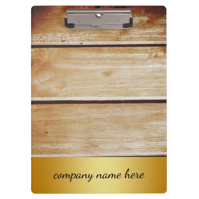 Retro Gold Abzeichen Beige Bambus Textur Muster Cl Klemmbrett (Vorderseite)