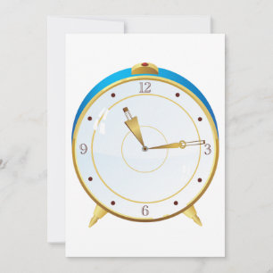 Retro Gold Alarm Uhr mit Blue Trip Timepiece Einladung
