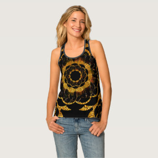 Retro Gold Black Mandala von Sequin Dreams Studio Tanktop