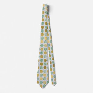 Retro Gold, Braun und Teal Punkte Herren Krawatte