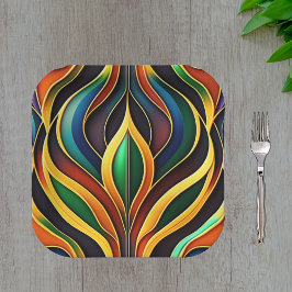 Retro Gold Farbenfrohe Kunst-Déco Pappteller