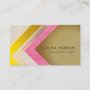 Retro Gold Geometrie Moderne Elegante Rosa Burlap Visitenkarte