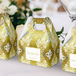 Retro Gold Green Damask Hochzeit Geschenkschachtel