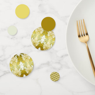 Retro Gold Green Damask Hochzeit Konfetti