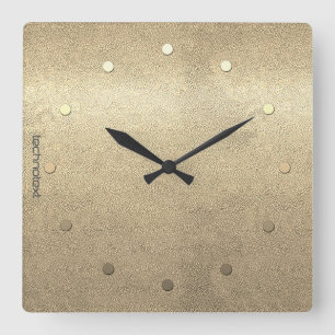 Retro Gold Holiday Vibe Quadratische Wanduhr
