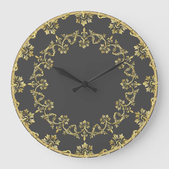 Retro Gold Large Clock Große Wanduhr (Vorderseite)