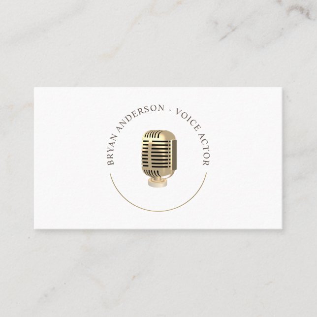 Retro-Gold-Mikrofon-Logo-Visitenkarte Visitenkarte (Vorderseite)