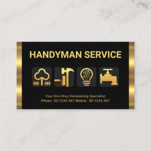 Retro Gold Stripes Handyman Tool Icons #ZazzleMade Visitenkarte