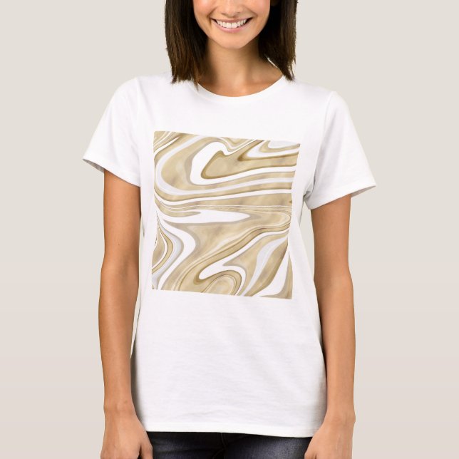 Retro Gold Swirl Liquid Painting Ästhetische Gesta T-Shirt (Vorderseite)